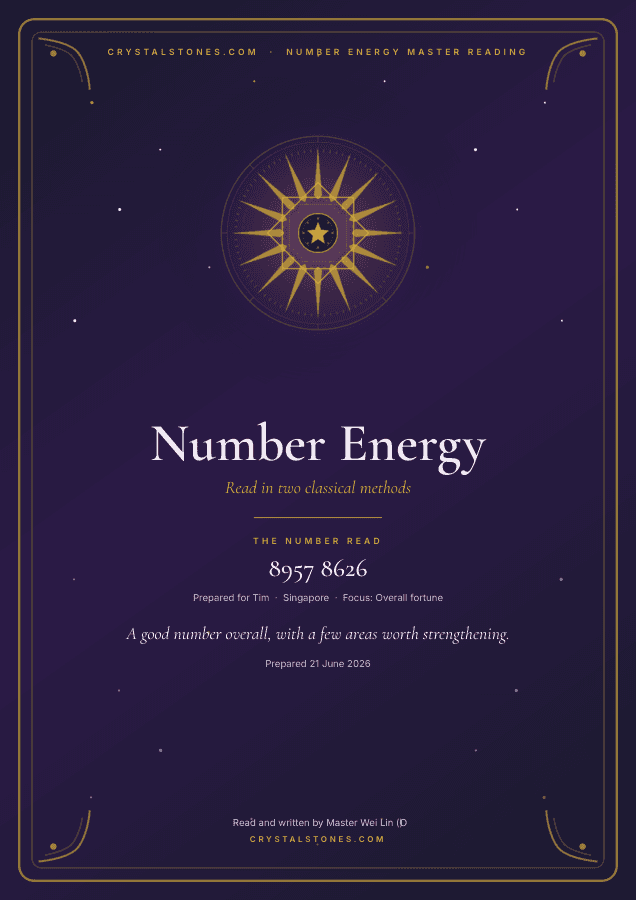 Sample Number Energy Master Reading cover by Master Wei Lin