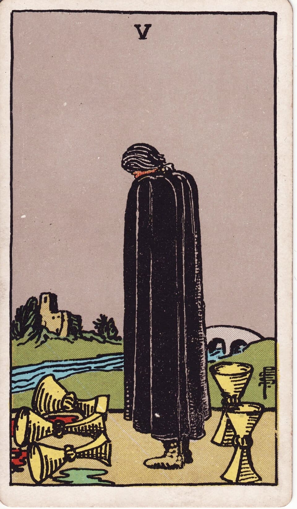 Five of Cups tarot card, Rider-Waite-Smith deck