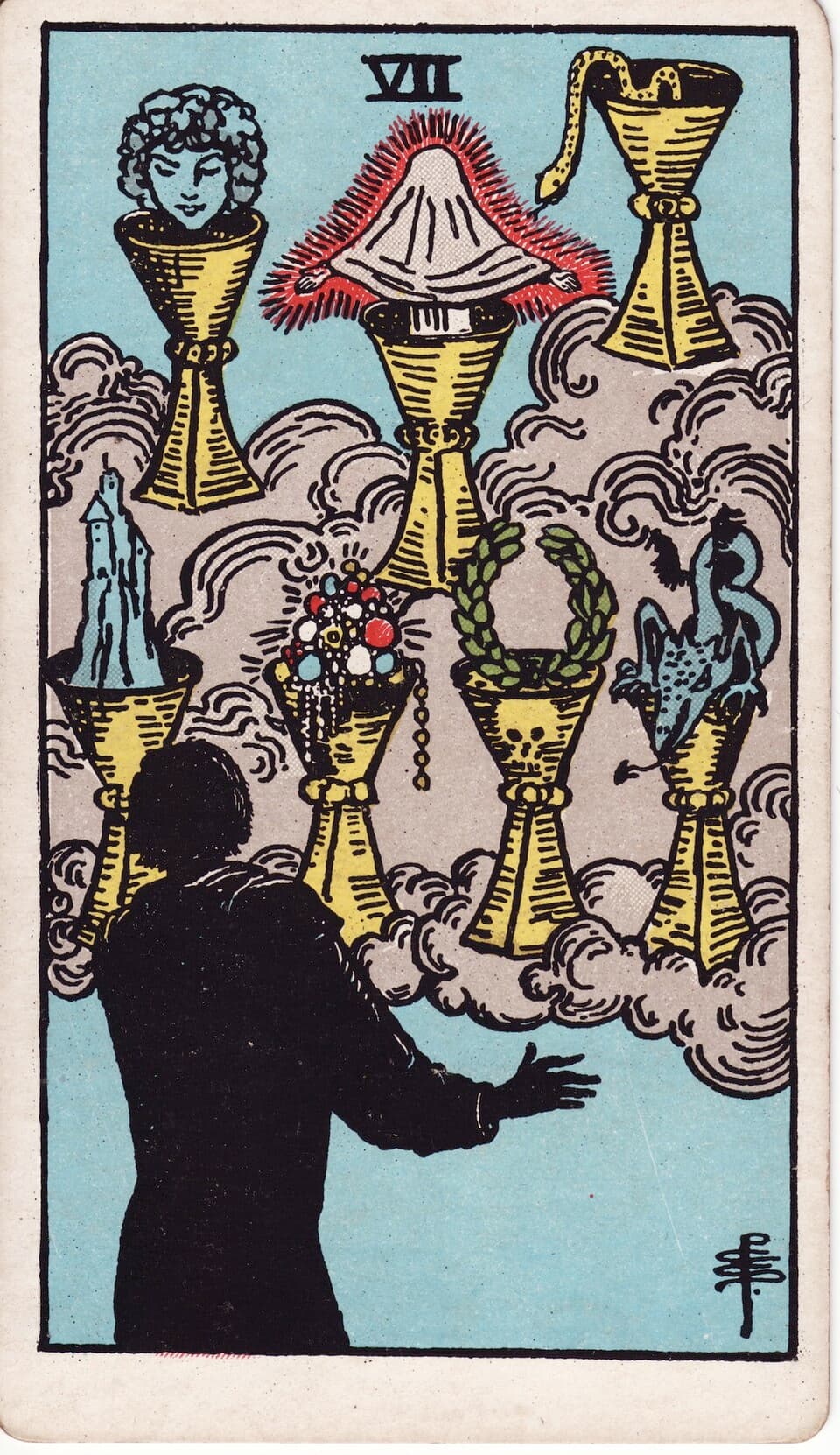 Seven of Cups tarot card, Rider-Waite-Smith deck