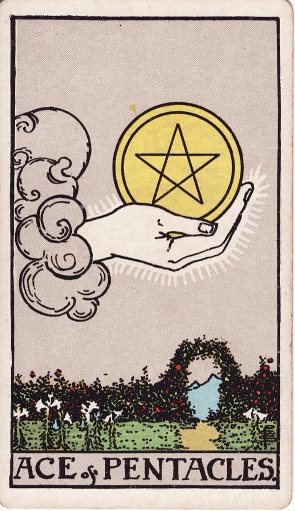 Ace of Pentacles tarot card, Rider-Waite-Smith deck