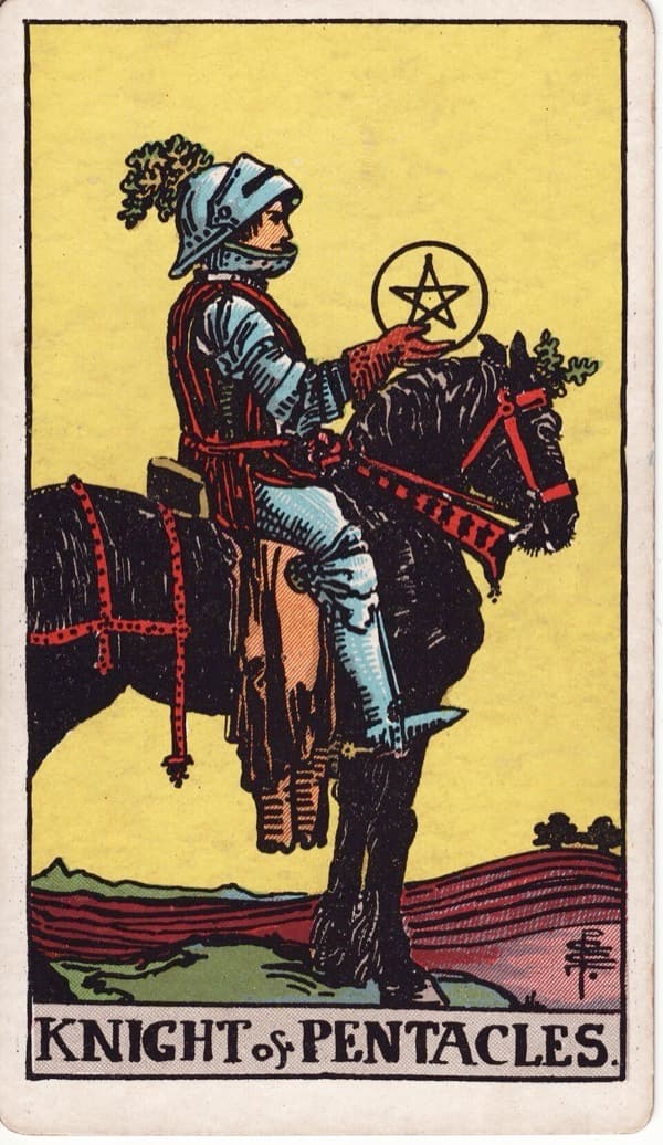 Knight of Pentacles tarot card, Rider-Waite-Smith deck
