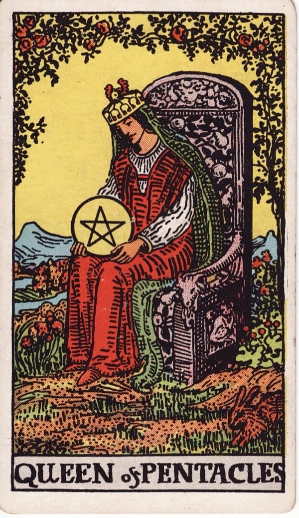 Queen of Pentacles tarot card, Rider-Waite-Smith deck
