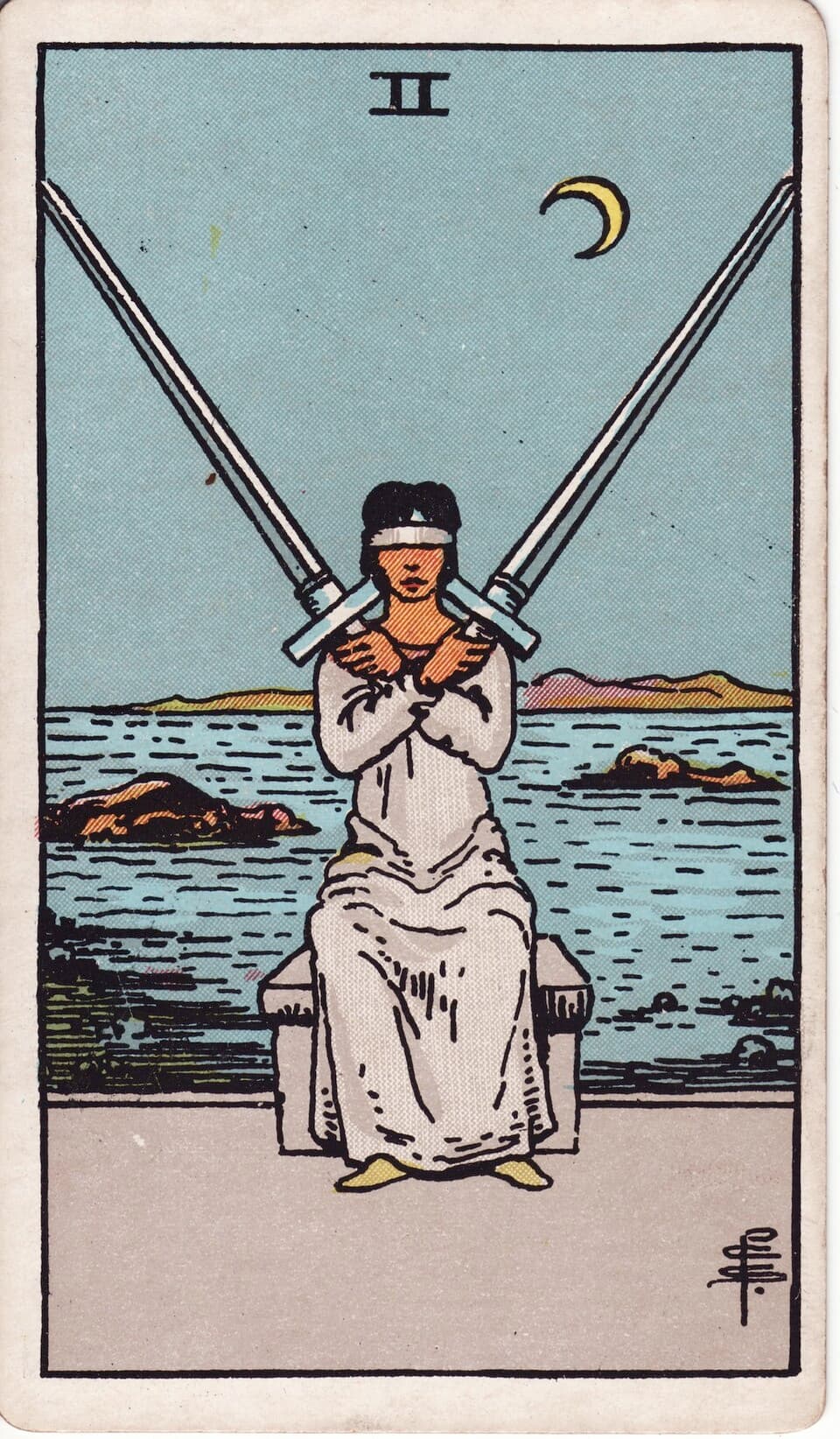 Two of Swords tarot card, Rider-Waite-Smith deck