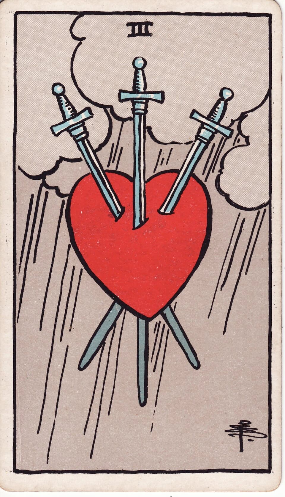 Three of Swords tarot card, Rider-Waite-Smith deck