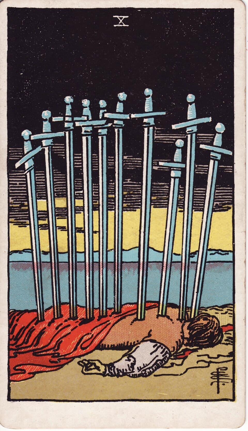 Ten of Swords tarot card, Rider-Waite-Smith deck