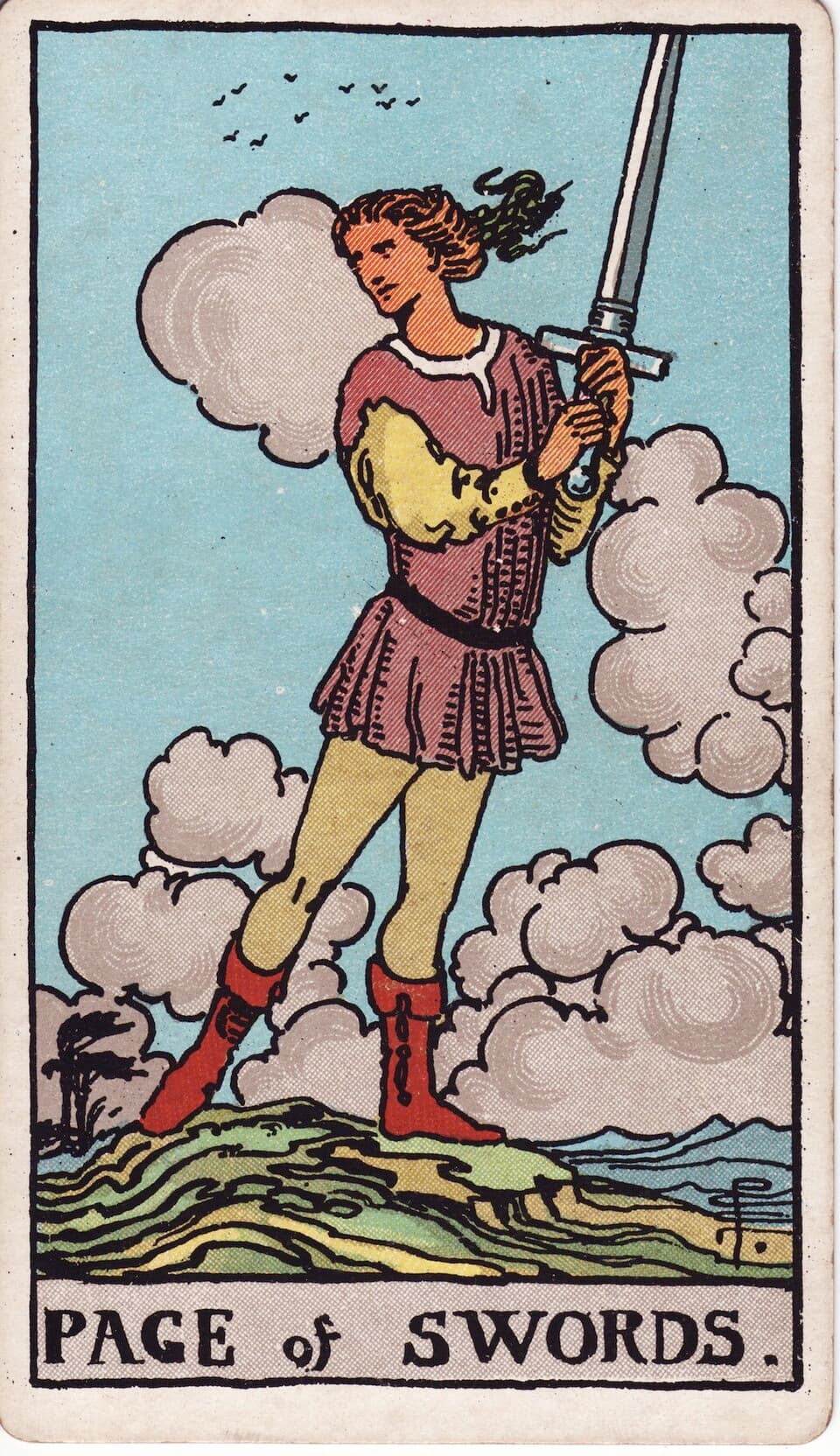 Page of Swords tarot card, Rider-Waite-Smith deck