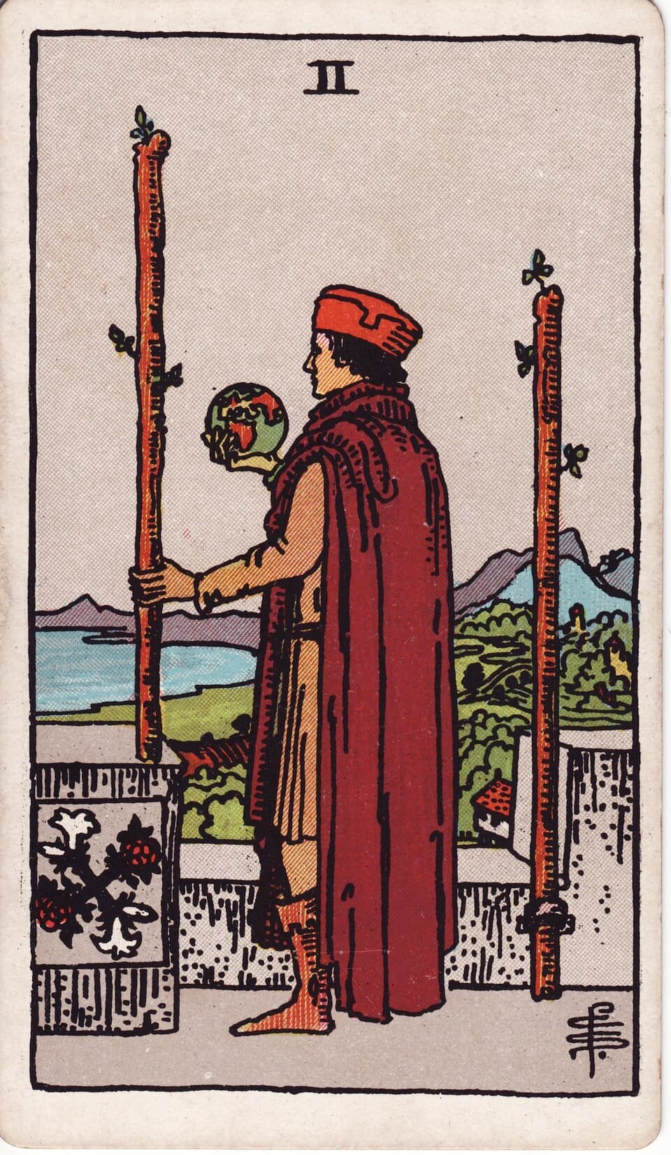 Two of Wands tarot card, Rider-Waite-Smith deck