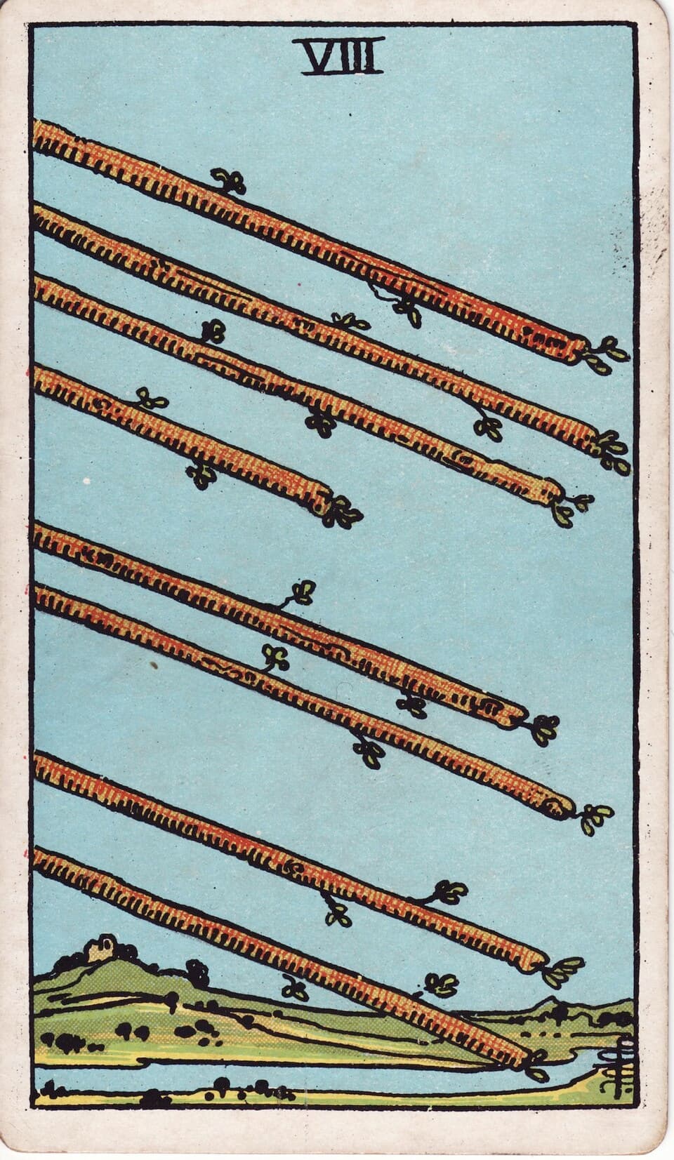 Eight of Wands tarot card, Rider-Waite-Smith deck