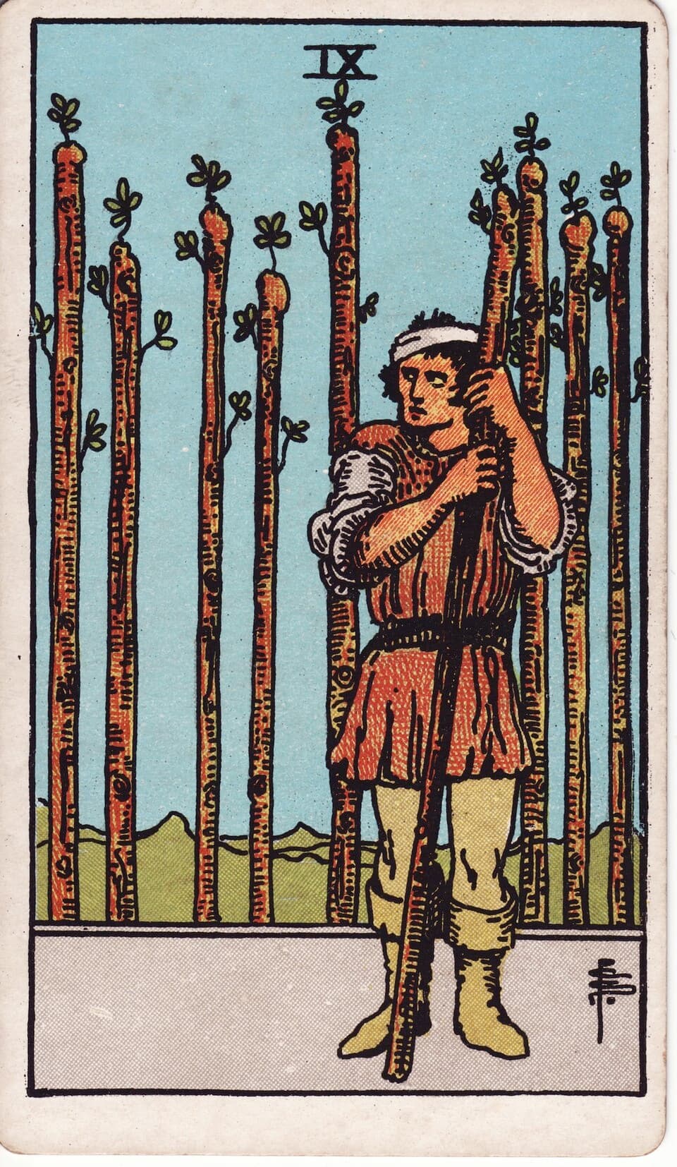Nine of Wands tarot card, Rider-Waite-Smith deck