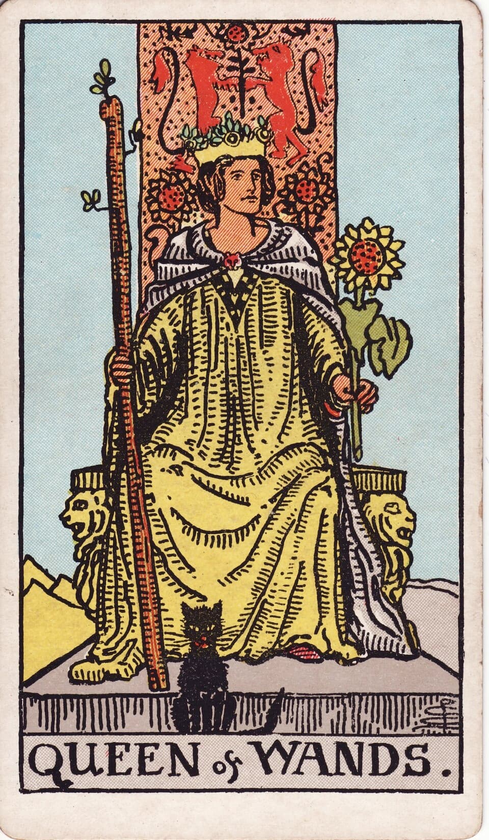 Queen of Wands tarot card, Rider-Waite-Smith deck