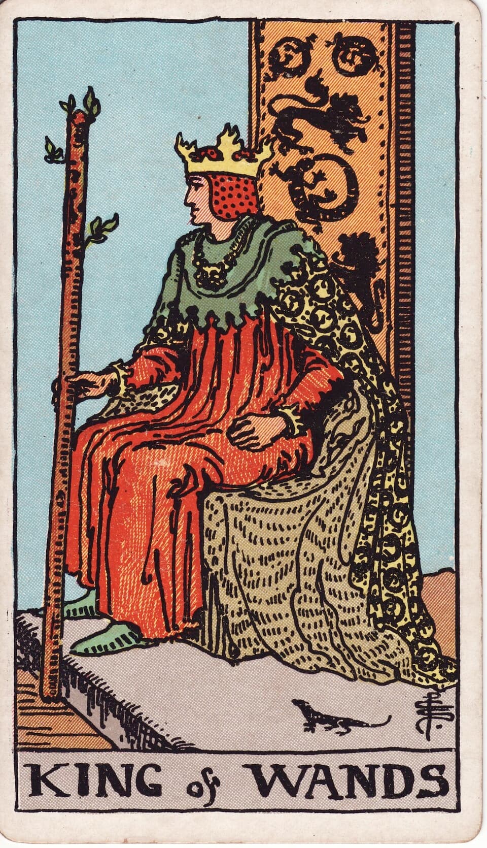 King of Wands tarot card, Rider-Waite-Smith deck