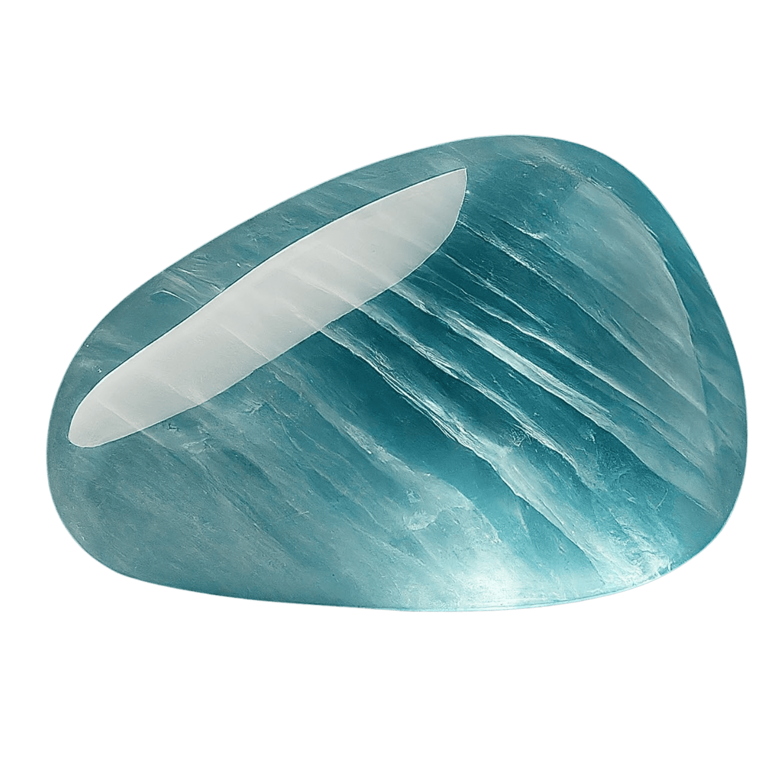 Lemurian Aquatine Calcite tumbled stone