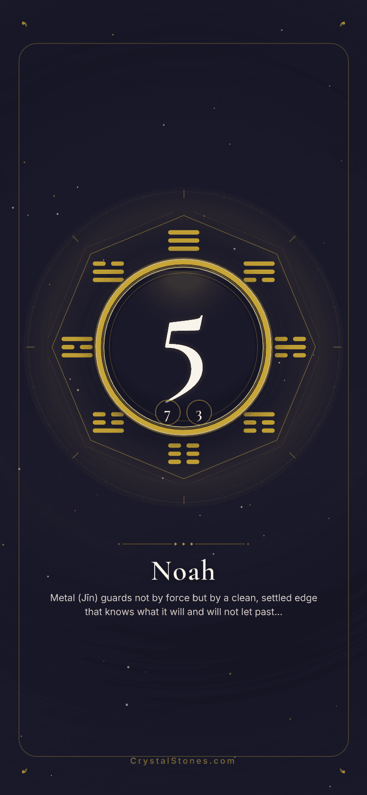 Protection Lucky Wallpaper example shown on a phone lock screen, the Metal 金 element, with the clock sitting clear of the medallion